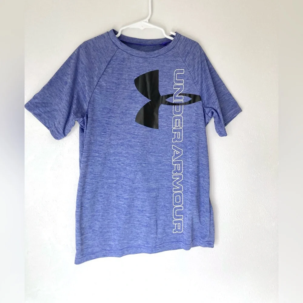 NWT Under Armour Tech Split Logo Hybrid T-Shirt Blue Size M